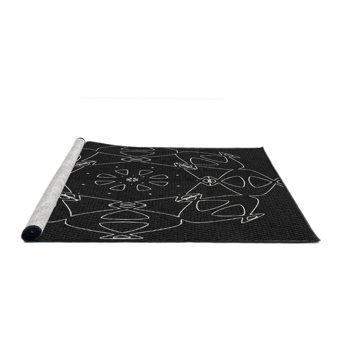 Serging Thickness of Machine Washable Transitional Gray Rug, wshpat1426