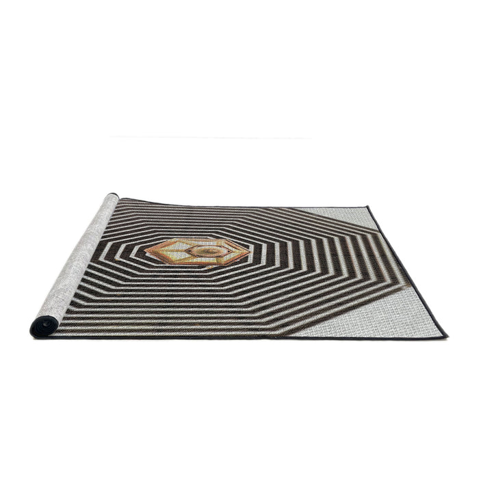 Serging Thickness of Machine Washable Transitional Burgundy Brown Rug, wshpat1427