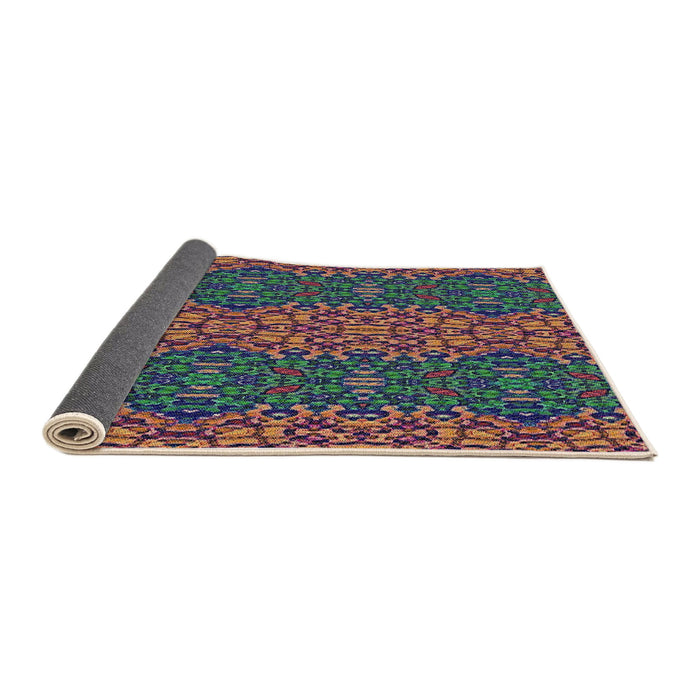 Thickness of Patterned Khaki Green Novelty Rug, pat1429