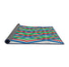 Thickness of Patterned Blue Green Novelty Rug, pat1433