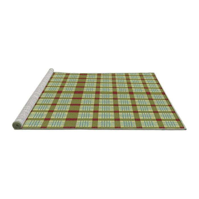 Serging Thickness of Machine Washable Transitional Green Rug, wshpat1436