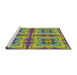 Serging Thickness of Machine Washable Transitional Yellow Green Rug, wshpat1437