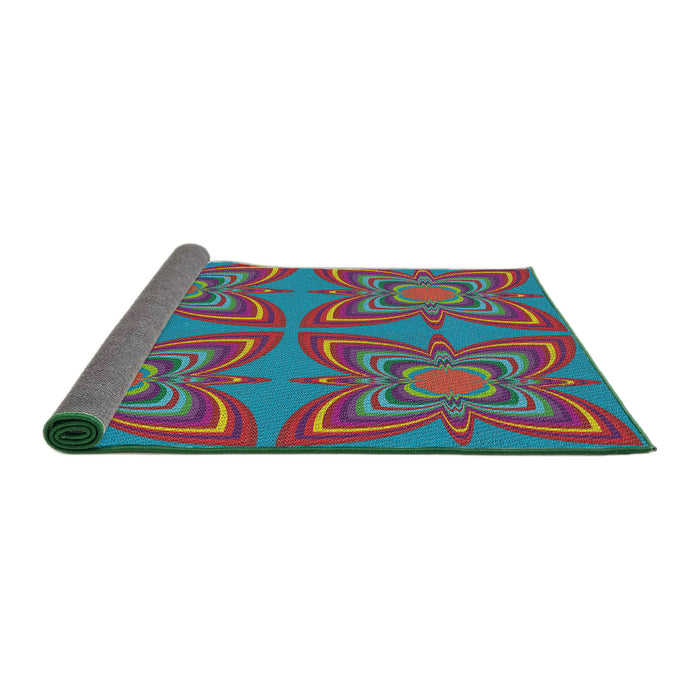 Thickness of Patterned Blue Green Modern Rug, pat1438