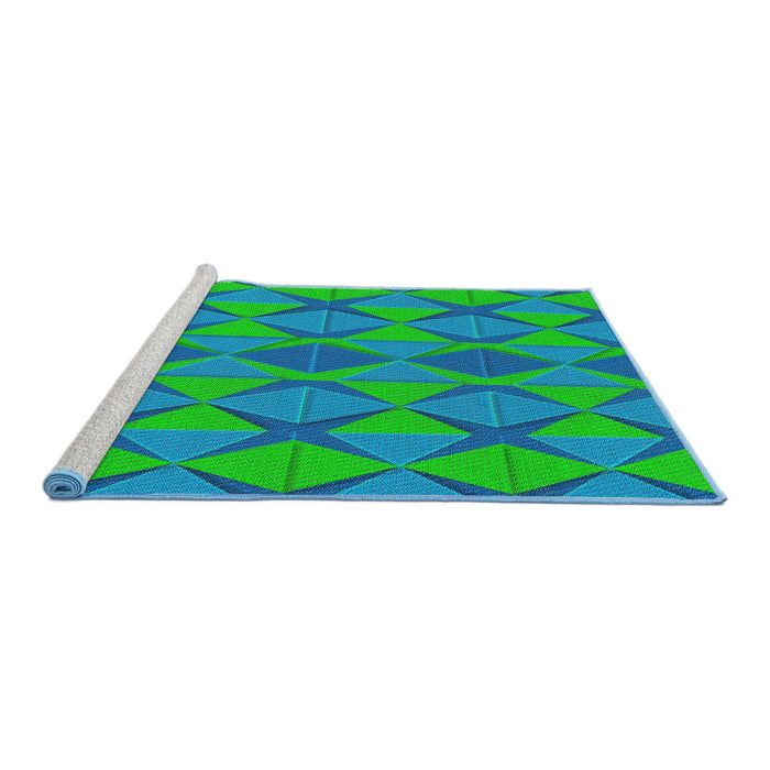 Serging Thickness of Machine Washable Transitional Spring Green Rug, wshpat1439