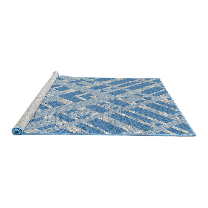 Serging Thickness of Machine Washable Transitional Light Day Blue Rug, wshpat1443