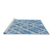 Serging Thickness of Machine Washable Transitional Light Day Blue Rug, wshpat1443