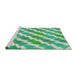 Serging Thickness of Machine Washable Transitional Green Rug, wshpat1447