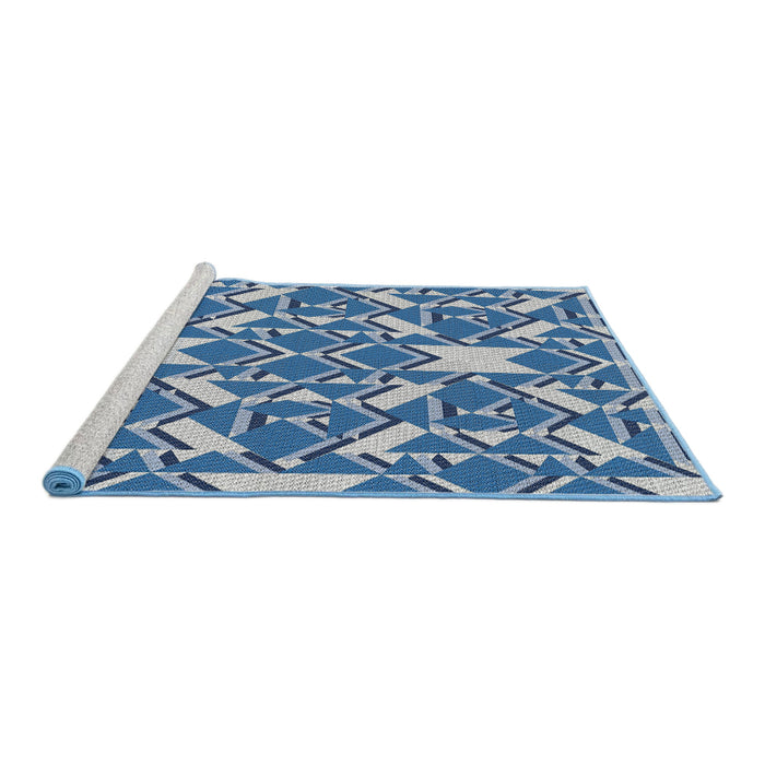 Serging Thickness of Machine Washable Transitional Jeans Blue Rug, wshpat1449