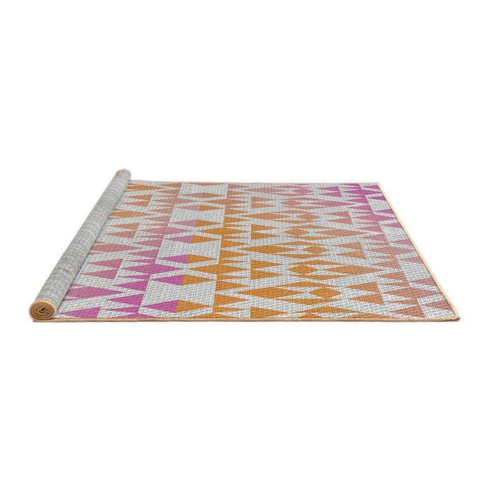Serging Thickness of Machine Washable Transitional Copper Red Pink Rug, wshpat1452