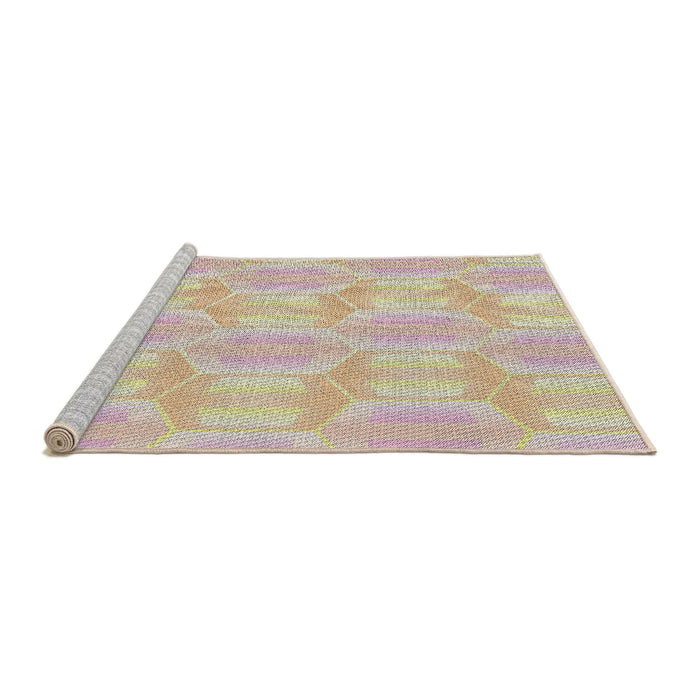 Serging Thickness of Machine Washable Transitional Vanilla Gold Rug, wshpat1454