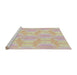 Serging Thickness of Machine Washable Transitional Vanilla Gold Rug, wshpat1454
