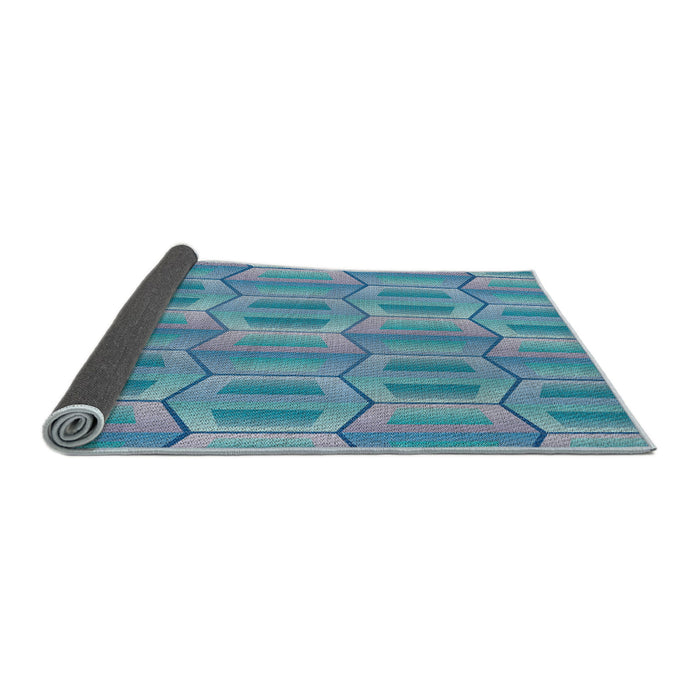 Thickness of Patterned Blue Novelty Rug, pat1455