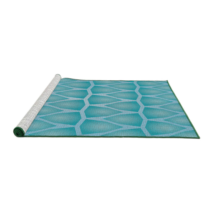 Serging Thickness of Machine Washable Transitional Light Sea Green Rug, wshpat1457
