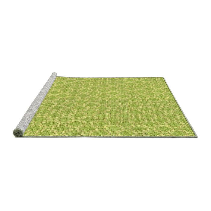 Serging Thickness of Machine Washable Transitional Yellow Green Rug, wshpat146