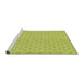 Serging Thickness of Machine Washable Transitional Yellow Green Rug, wshpat146