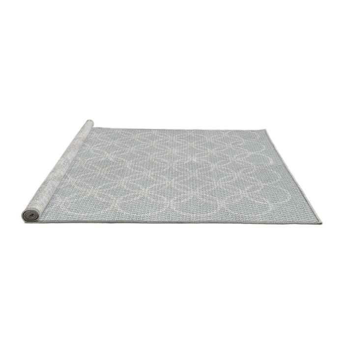 Serging Thickness of Machine Washable Transitional Water Blue Rug, wshpat1461