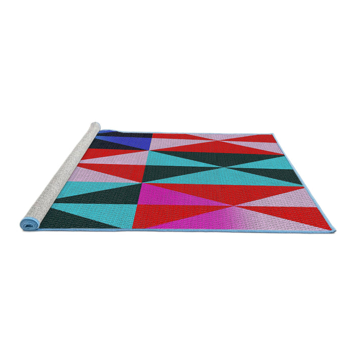 Serging Thickness of Machine Washable Transitional Denim Blue Rug, wshpat1463