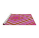 Serging Thickness of Machine Washable Transitional Pink Rug, wshpat1465