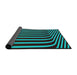 Thickness of Patterned Bright Turquoise Blue Novelty Rug, pat1469