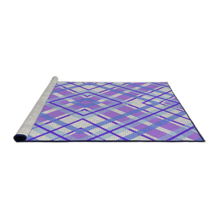 Serging Thickness of Machine Washable Transitional Blue Rug, wshpat1470