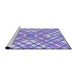 Serging Thickness of Machine Washable Transitional Blue Rug, wshpat1470