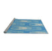 Serging Thickness of Machine Washable Transitional Blue Rug, wshpat1474