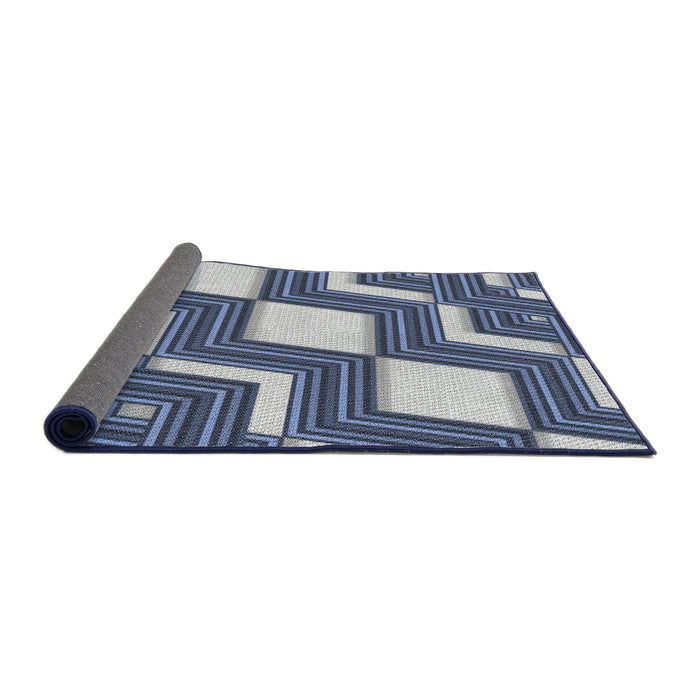 Thickness of Patterned Blue Novelty Rug, pat1476