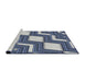 Serging Thickness of Machine Washable Transitional Blue Rug, wshpat1476