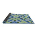 Thickness of Patterned Steel Blue Novelty Rug, pat1483