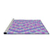 Serging Thickness of Machine Washable Transitional Blue Rug, wshpat1484