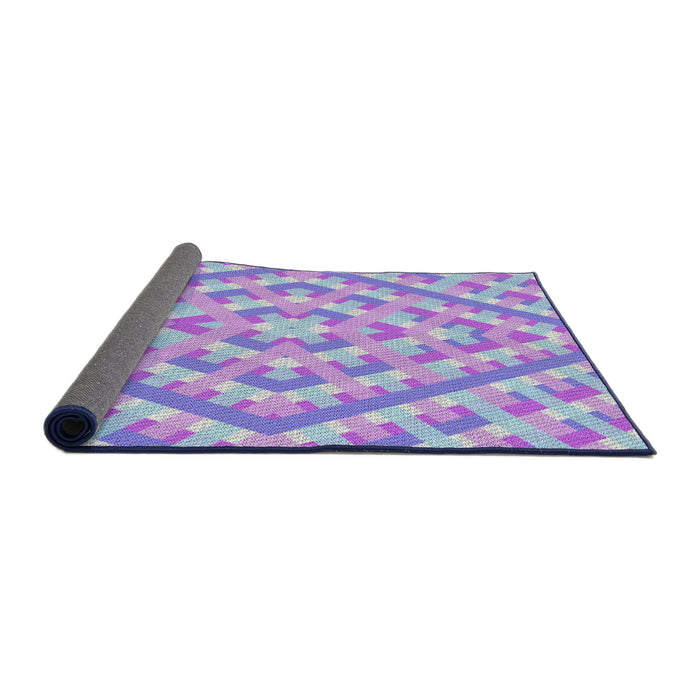 Thickness of Patterned Blue Novelty Rug, pat1484