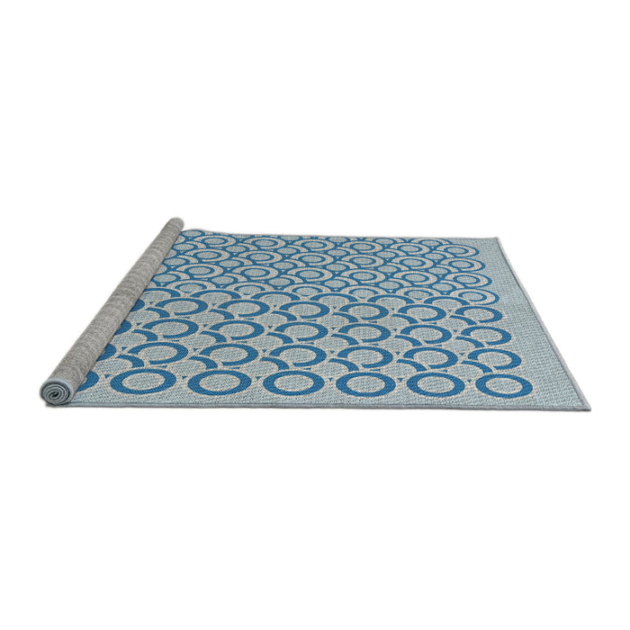 Serging Thickness of Machine Washable Transitional Pale Blue Lily Blue Rug, wshpat1485
