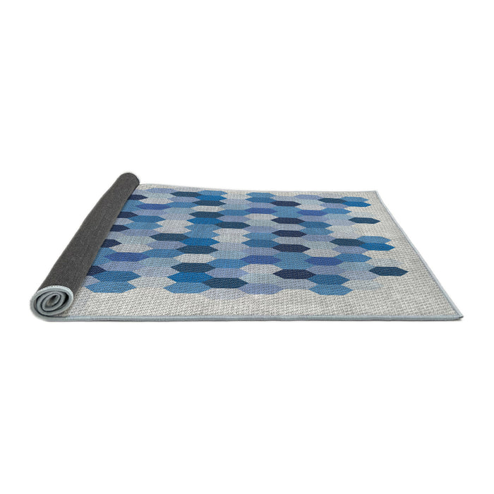 Thickness of Patterned Steel Blue Novelty Rug, pat1488