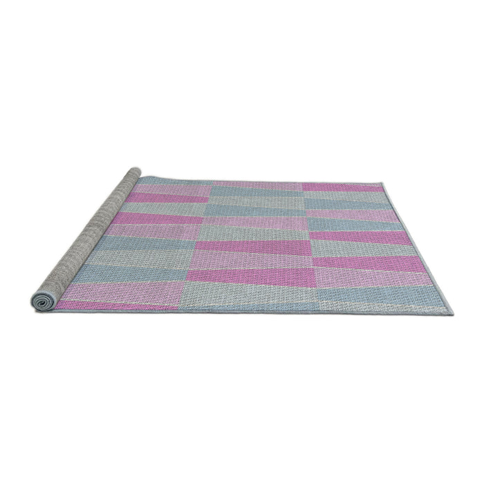 Serging Thickness of Machine Washable Transitional Pastel Light Blue Rug, wshpat1489