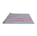 Serging Thickness of Machine Washable Transitional Pastel Light Blue Rug, wshpat1489