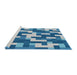 Serging Thickness of Machine Washable Transitional Sky Blue Rug, wshpat1490