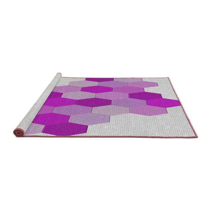 Serging Thickness of Machine Washable Transitional Periwinkle Pink Rug, wshpat1492