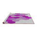 Serging Thickness of Machine Washable Transitional Periwinkle Pink Rug, wshpat1492