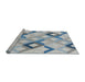 Serging Thickness of Machine Washable Transitional Slate Blue Grey Blue Rug, wshpat1494