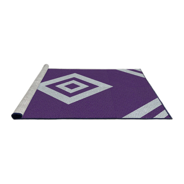 Serging Thickness of Machine Washable Transitional Indigo Purple Rug, wshpat1495