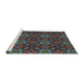 Serging Thickness of Machine Washable Transitional Grayish Turquoise Green Rug, wshpat1498