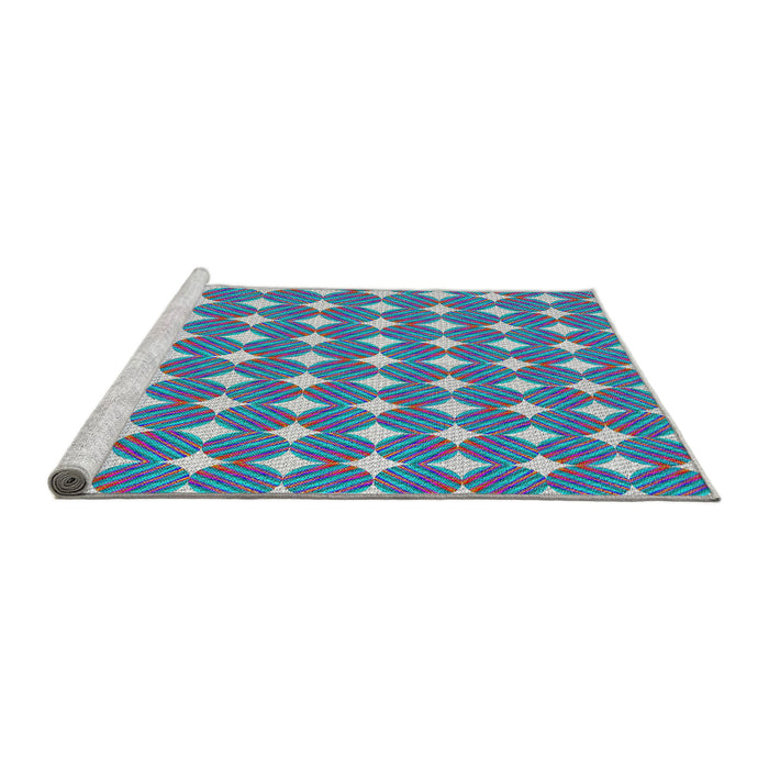 Serging Thickness of Machine Washable Transitional Celeste Blue Rug, wshpat1499