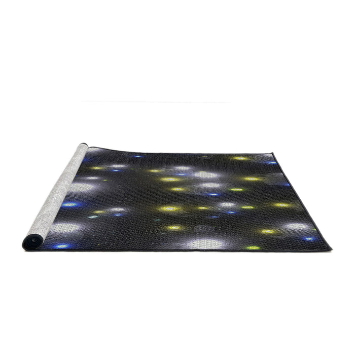 Serging Thickness of Machine Washable Transitional Midnight Gray Rug, wshpat15