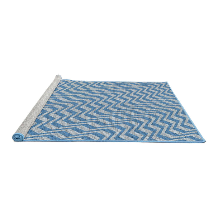 Serging Thickness of Machine Washable Transitional Light Day Blue Rug, wshpat1500