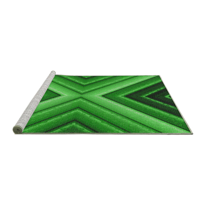 Serging Thickness of Machine Washable Transitional Neon Green Rug, wshpat1503