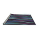 Serging Thickness of Machine Washable Transitional Dark Slate Blue Rug, wshpat1509