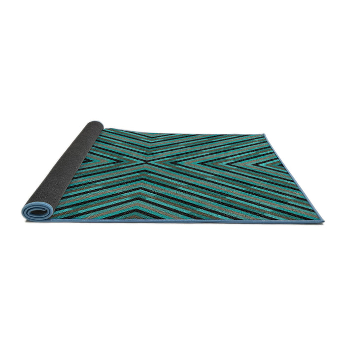 Thickness of Patterned Turquoise Green Novelty Rug, pat1513