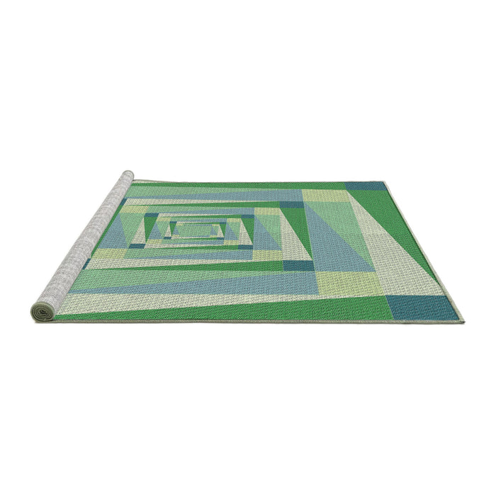 Serging Thickness of Machine Washable Transitional PaleGreen Rug, wshpat1514