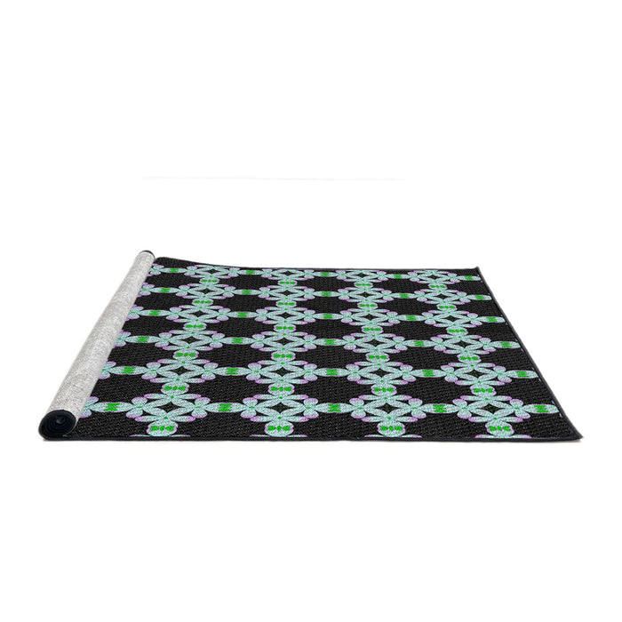 Serging Thickness of Machine Washable Transitional Midnight Gray Rug, wshpat1516