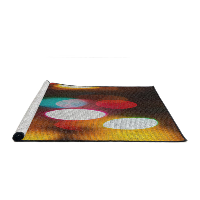 Serging Thickness of Machine Washable Transitional Dark Almond Brown Rug, wshpat152